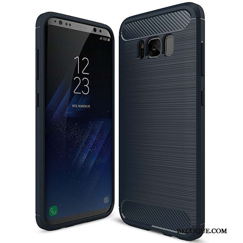 Samsung Galaxy S8+ Protection Silicone Fibre Fluide Doux Coque De Téléphone Bleu