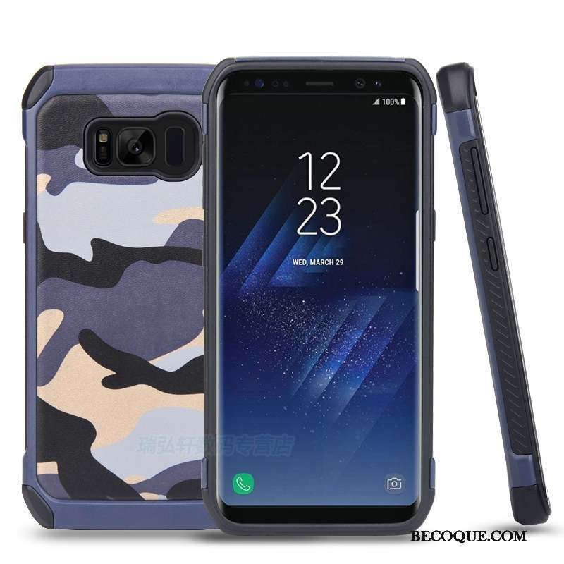 Samsung Galaxy S8 Protection Étui Anneau Camouflage Coque De Téléphone Bleu