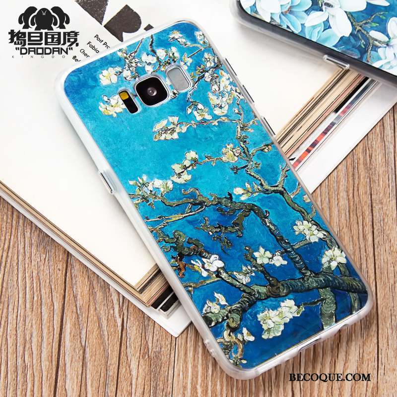 Samsung Galaxy S8+ Tout Compris Bleu Style Chinois Coque De Téléphone Étui Gaufrage