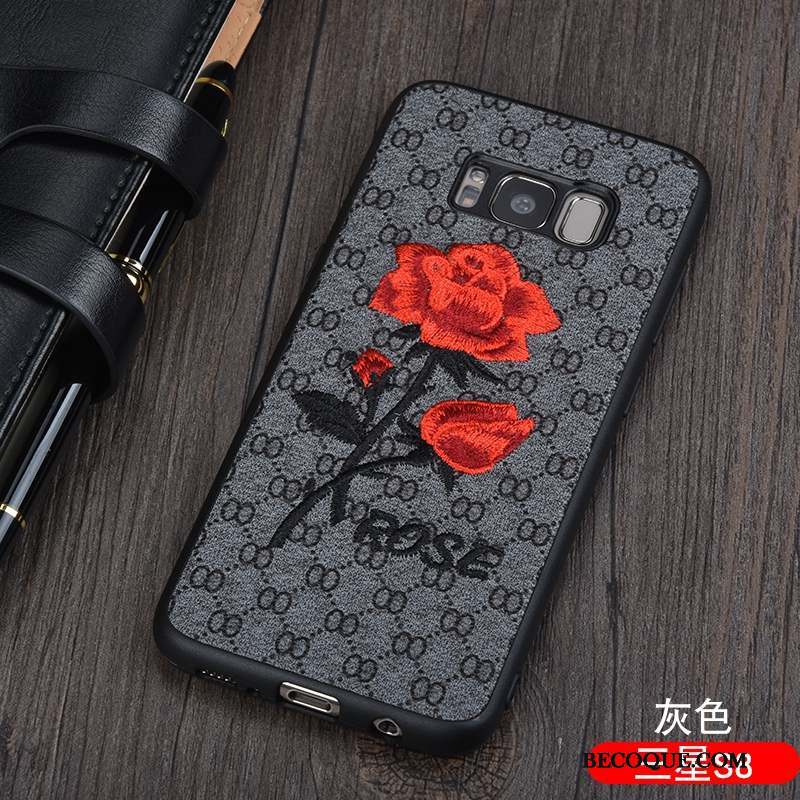 Samsung Galaxy S8 Tout Compris Étui Silicone Rose Coque De Téléphone Cuir