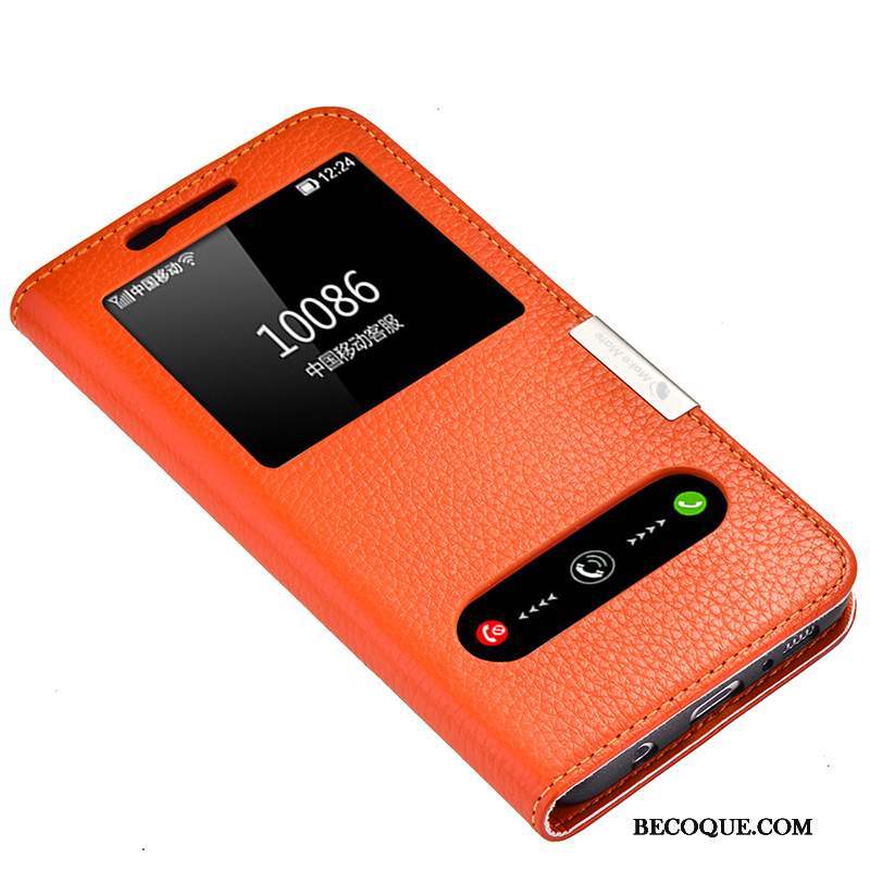 Samsung Galaxy S8 Étui Clamshell Étui En Cuir Protection Orange Coque De Téléphone