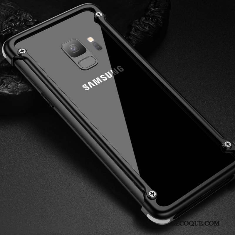 Samsung Galaxy S9+ Coque Border Incassable Étui Marque De Tendance Noir Personnalité