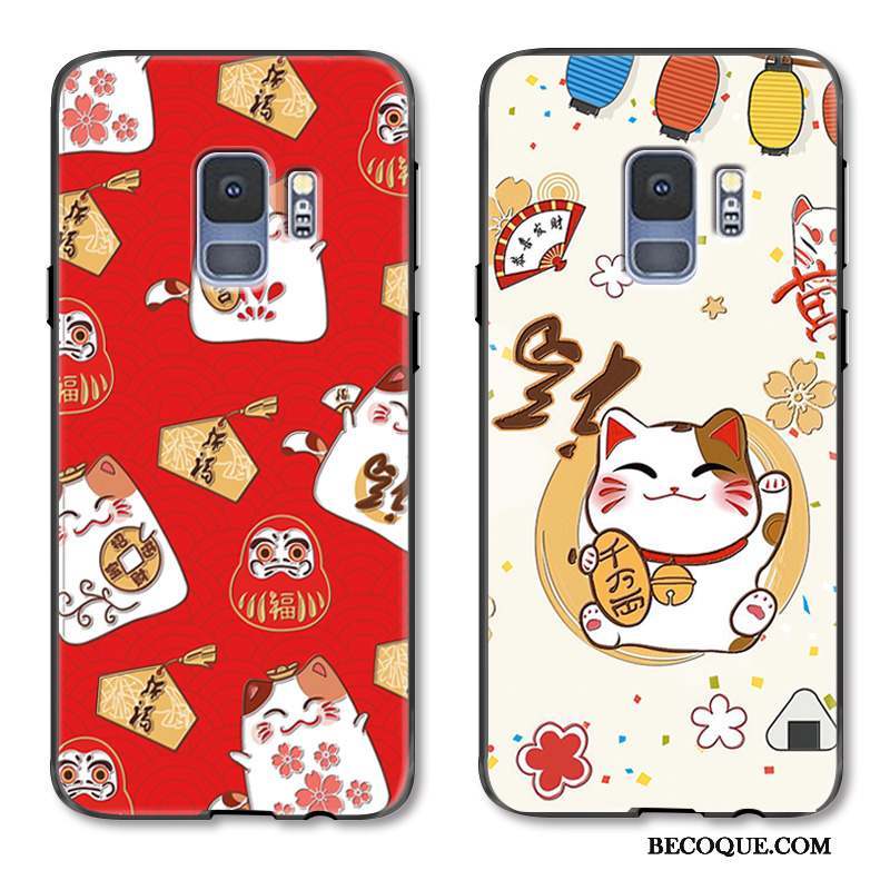 Samsung Galaxy S9+ Coque Charmant Richesse Nouveau Rouge Étui Chat