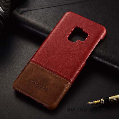 Samsung Galaxy S9 Coque De Téléphone Business Rouge Cuir Protection Très Mince