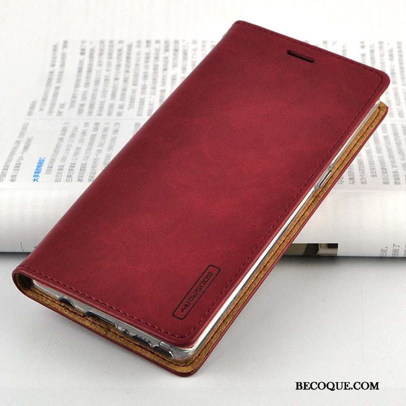 Samsung Galaxy S9+ Coque De Téléphone Housse Étui En Cuir Très Mince Fluide Doux Vin Rouge