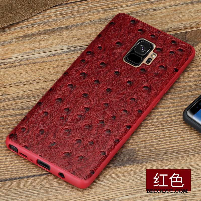 Samsung Galaxy S9+ Coque De Téléphone Personnalité Étui Rouge Étui En Cuir Incassable