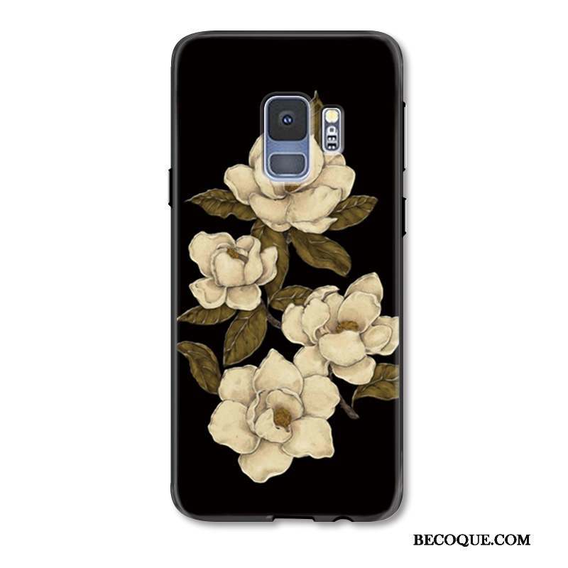 Samsung Galaxy S9+ Coque De Téléphone Protection Étui Noir Luxe Gaufrage