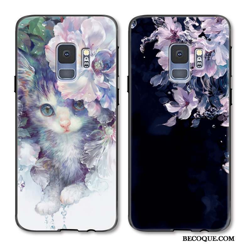 Samsung Galaxy S9+ Coque Dessin Animé Noir Chat Gaufrage Marque De Tendance Protection