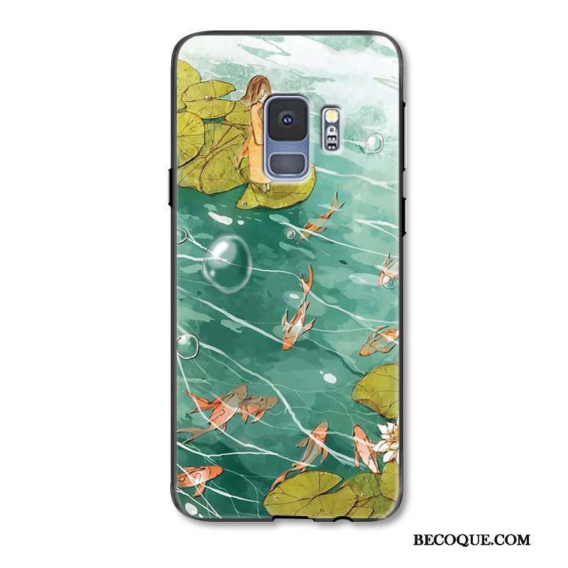 Samsung Galaxy S9+ Coque Incassable Créatif Étui Personnalité Délavé En Daim Vert