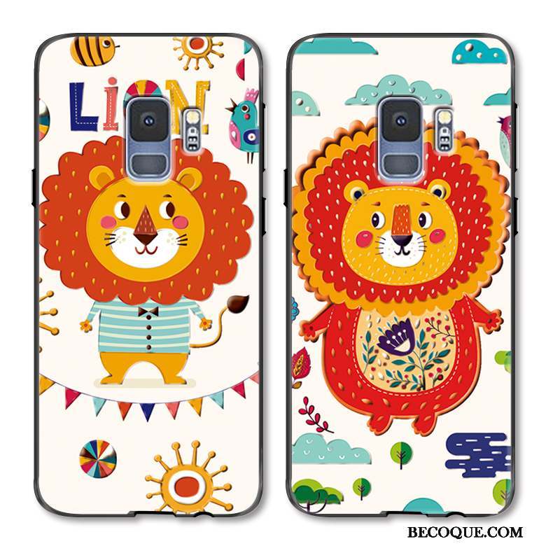 Samsung Galaxy S9+ Coque Lion Amoureux Nouveau Mignonne Peinture Étui