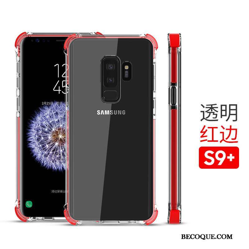 Samsung Galaxy S9+ Coque Nouveau Transparent Rouge Étui Tout Compris Protection