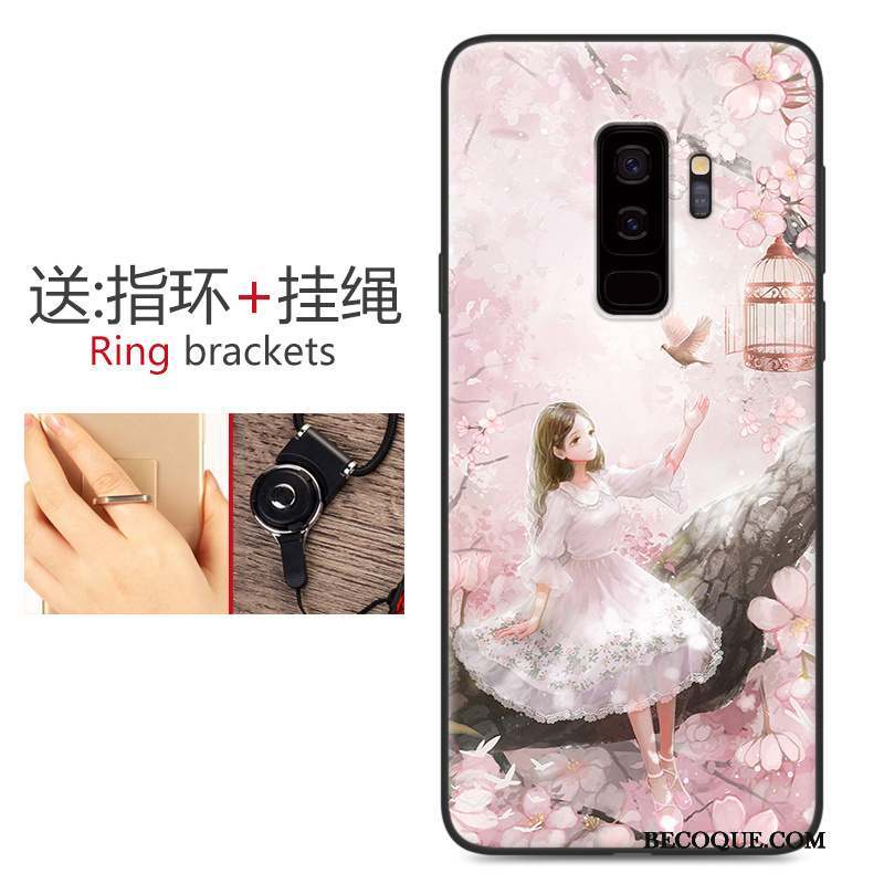 Samsung Galaxy S9 Coque Protection Frais Fluide Doux Délavé En Daim Tout Compris Rose