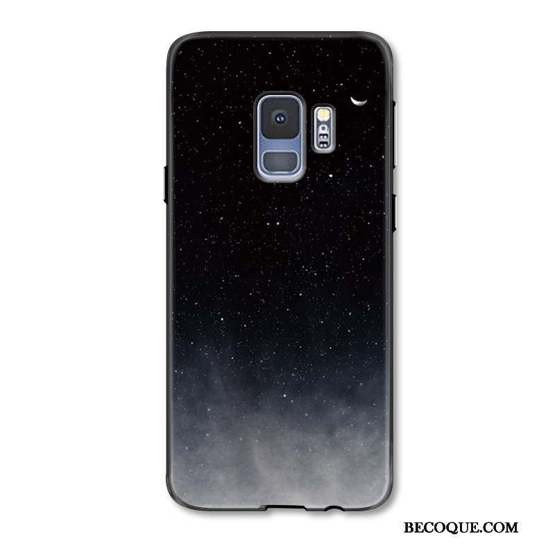Samsung Galaxy S9 Coque Silicone Délavé En Daim Ciel Étoilé Mois Gaufrage Incassable
