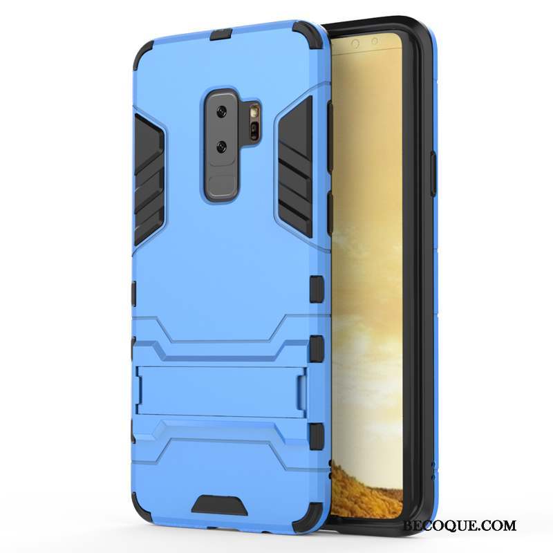 Samsung Galaxy S9+ Coque Tout Compris Protection Support Étui Silicone Bleu