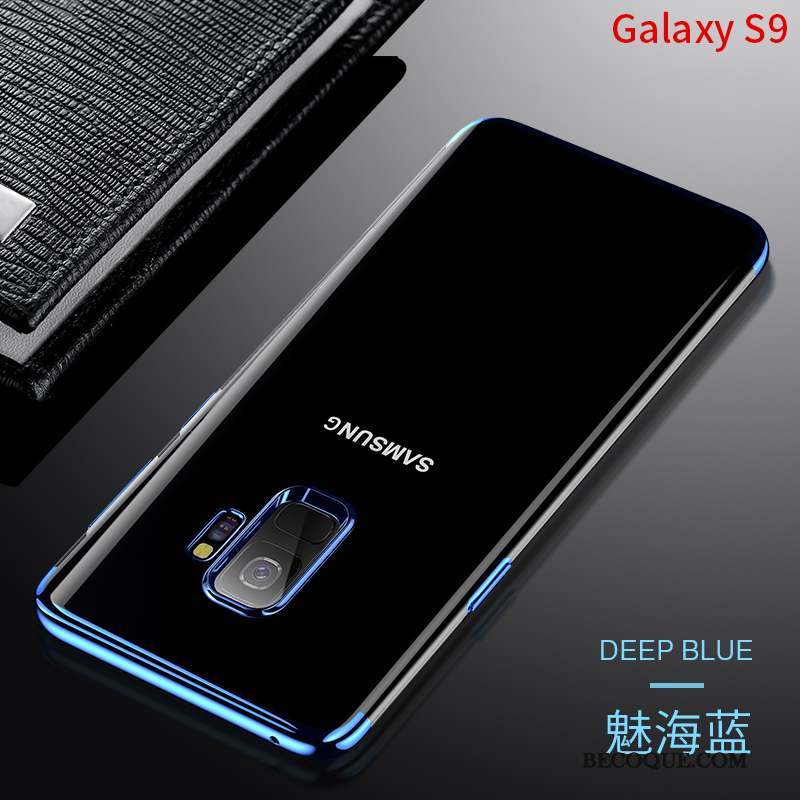 Samsung Galaxy S9 Coque Transparent Silicone Fluide Doux Marque De Tendance Bleu Très Mince