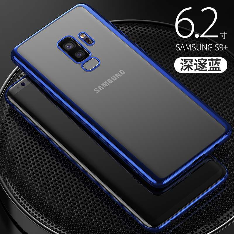 Samsung Galaxy S9+ Coque Transparent Très Mince Silicone Bleu Fluide Doux Protection