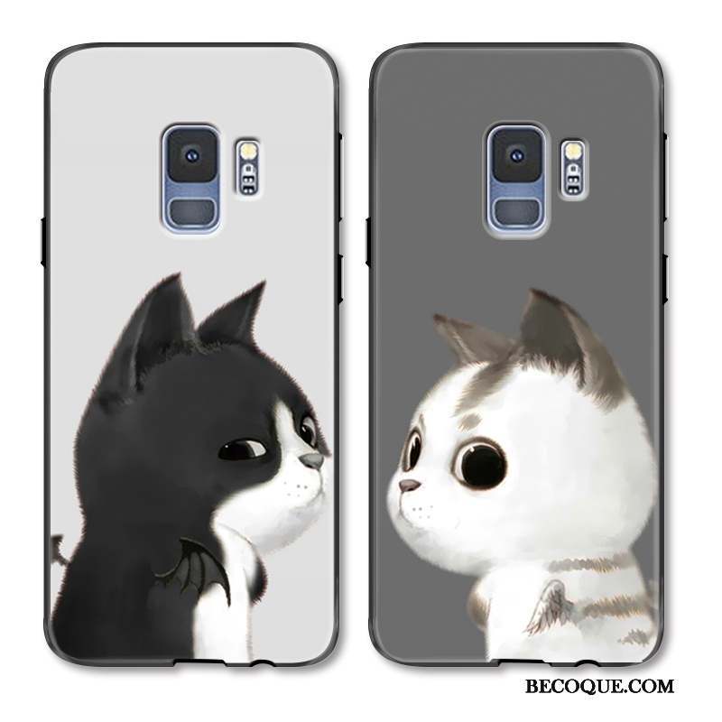 Samsung Galaxy S9+ Coque Étui Amoureux Dessin Animé Ange Protection Chat