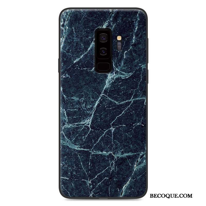 Samsung Galaxy S9 Coque Étui Bleu Peinture Bois Délavé En Daim Vintage