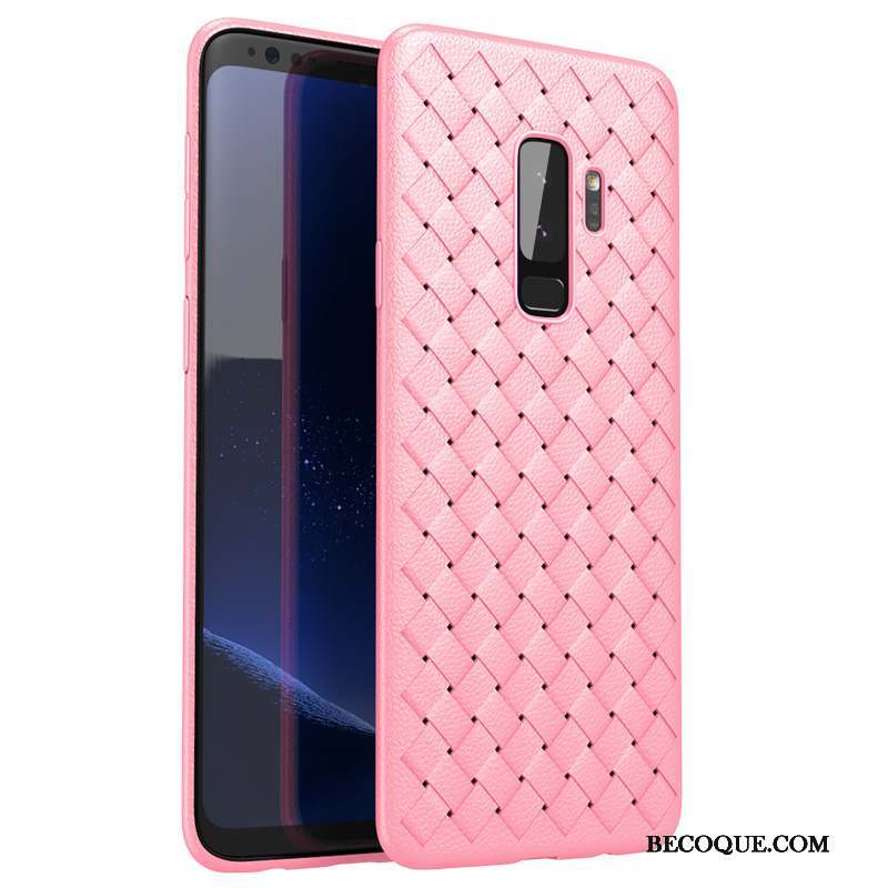 Samsung Galaxy S9+ Cuir Personnalité Nouveau Rose Coque De Téléphone Étui