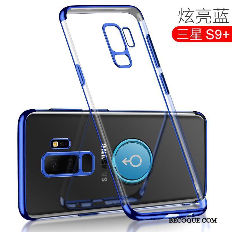 Samsung Galaxy S9+ Incassable Transparent Coque De Téléphone Protection Bleu Étui