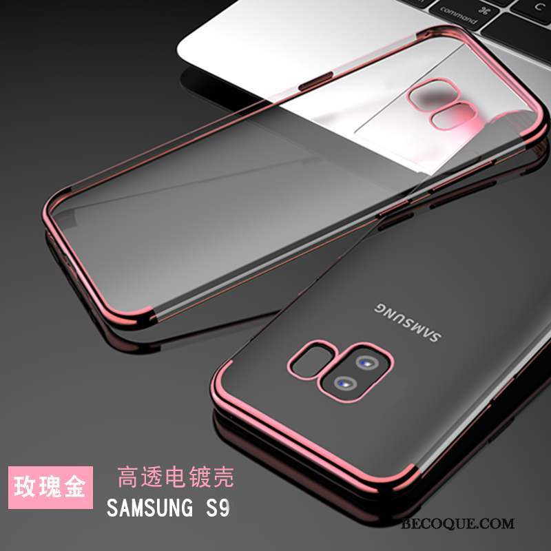 Samsung Galaxy S9 Incassable Transparent Silicone Marque De Tendance Rose Coque De Téléphone