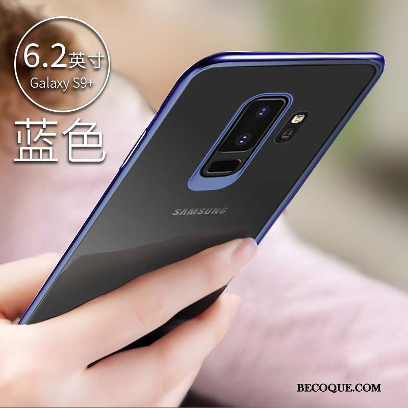 Samsung Galaxy S9+ Silicone Incassable Étui Coque De Téléphone Bleu Transparent