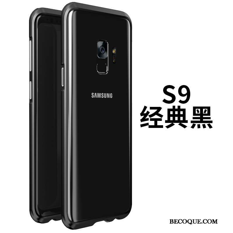 Samsung Galaxy S9 Verre Border Étui Coque De Téléphone Métal Noir