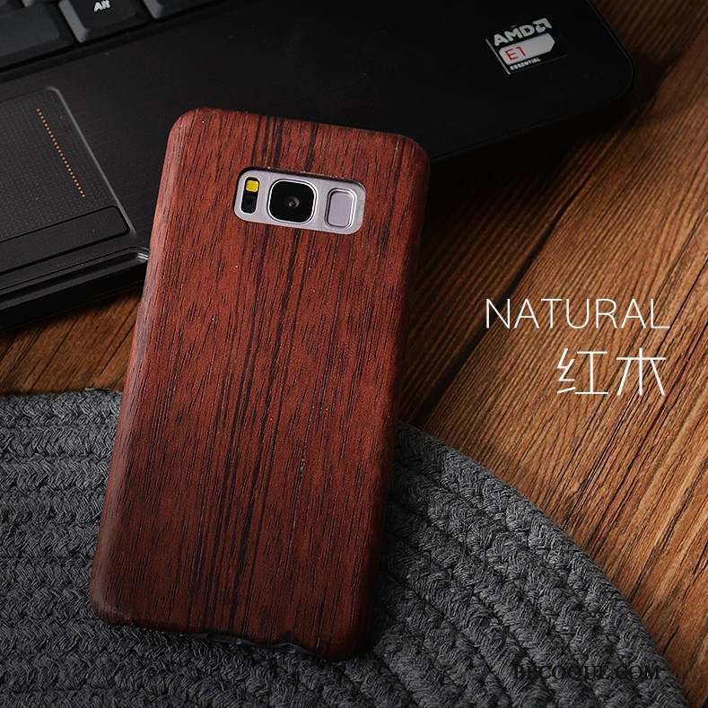 Samsung Galaxy S9+ Étui En Bois Rouge Coque Protection De Téléphone