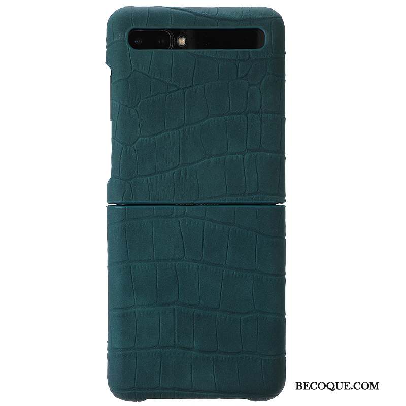 Samsung Z Flip Coque Pure Étui En Cuir Bleu Marin Plier Incassable Protection