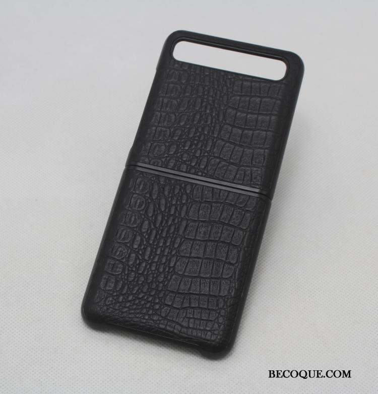 Samsung Z Flip Coque Tout Compris Luxe Étui En Cuir Protection Noir Incassable