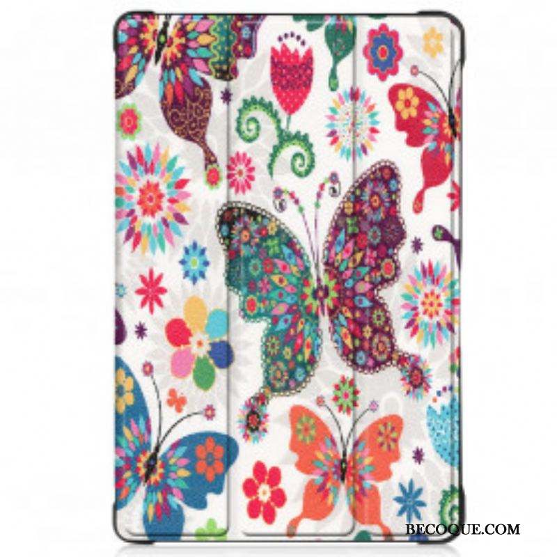 Smart Case Samsung Galaxy Tab A7 (2020) Renforcée Papillons et Fleurs