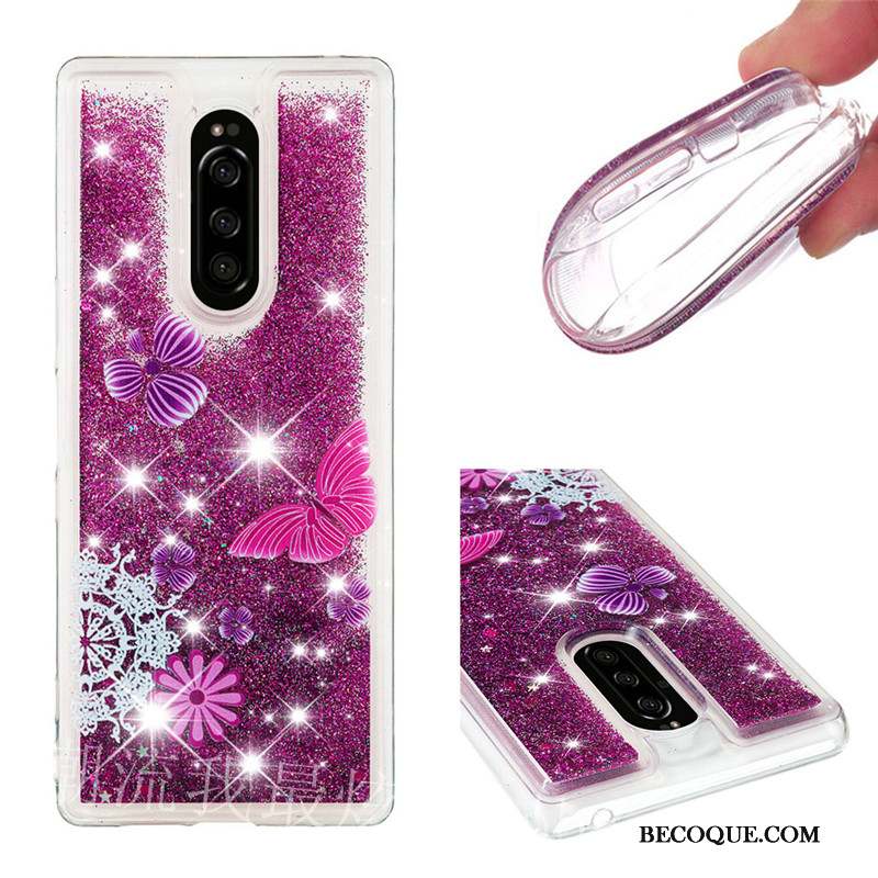 Sony Xperia 1 Coque De Téléphone Dessin Animé Quicksand Rouge Tout Compris Fluide Doux