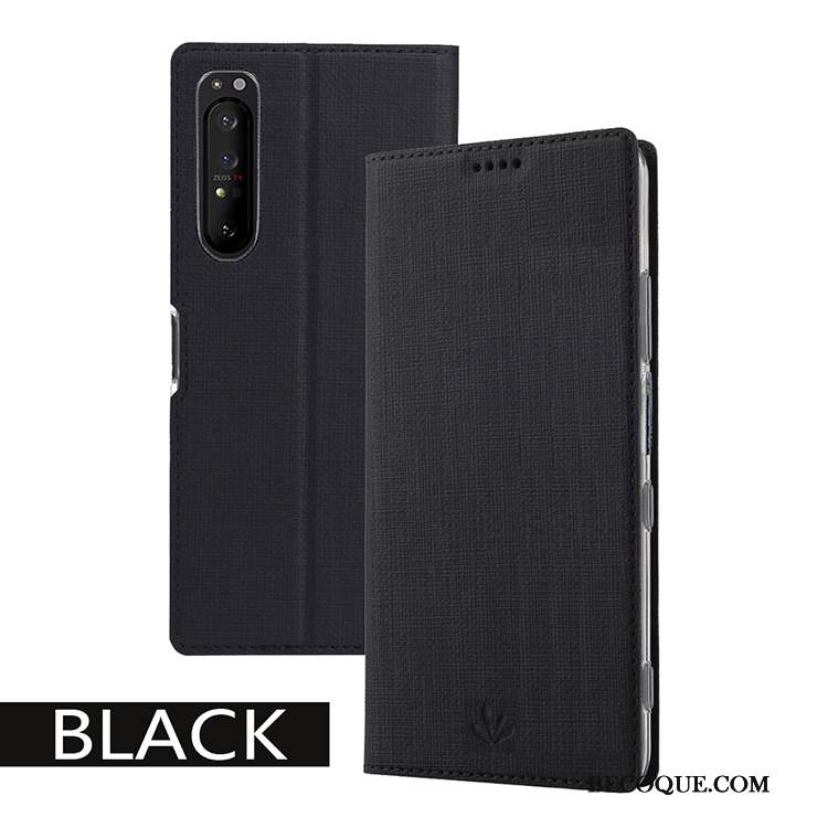 Sony Xperia 1 Ii Coque De Téléphone Housse Noir Tissu Support Modèle Fleurie