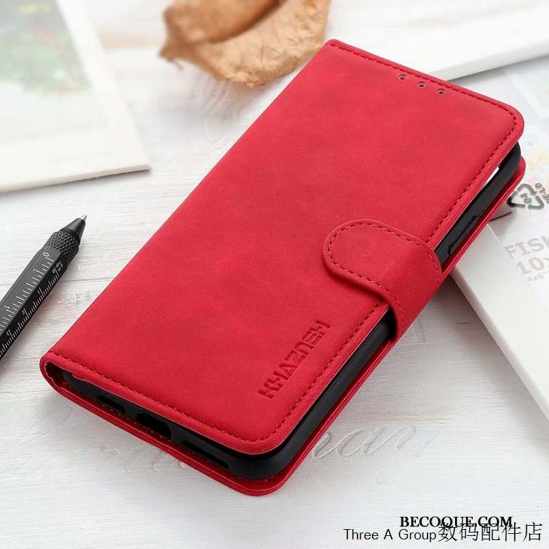 Sony Xperia 1 Ii Housse Étui En Cuir Rouge Délavé En Daim Coque De Téléphone Vintage