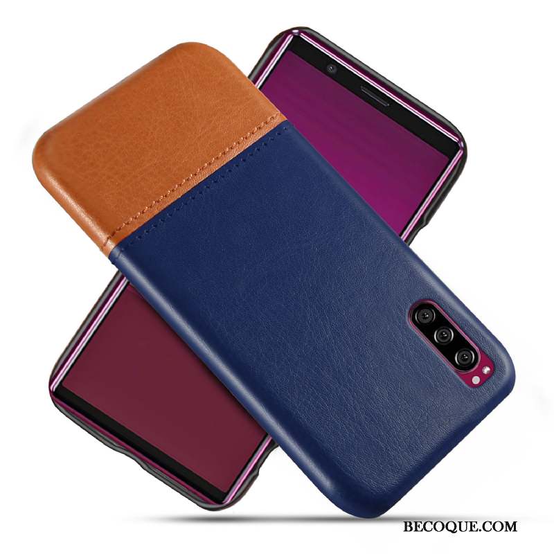 Sony Xperia 1 Ii Protection Qualité Personnalité Bleu Cuir Coque