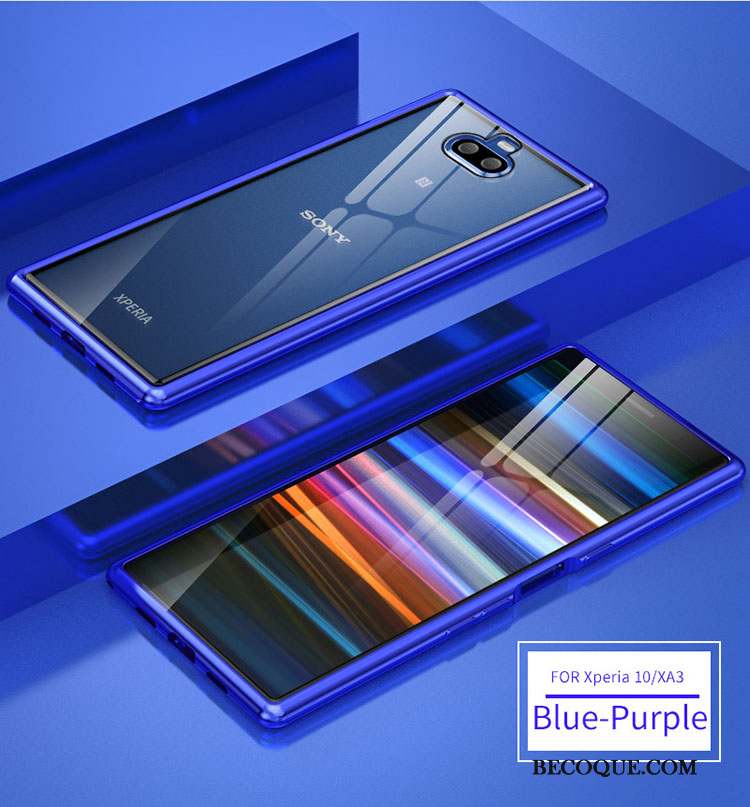 Sony Xperia 10 Bleu Border Bicolore Soie Coque De Téléphone Métal