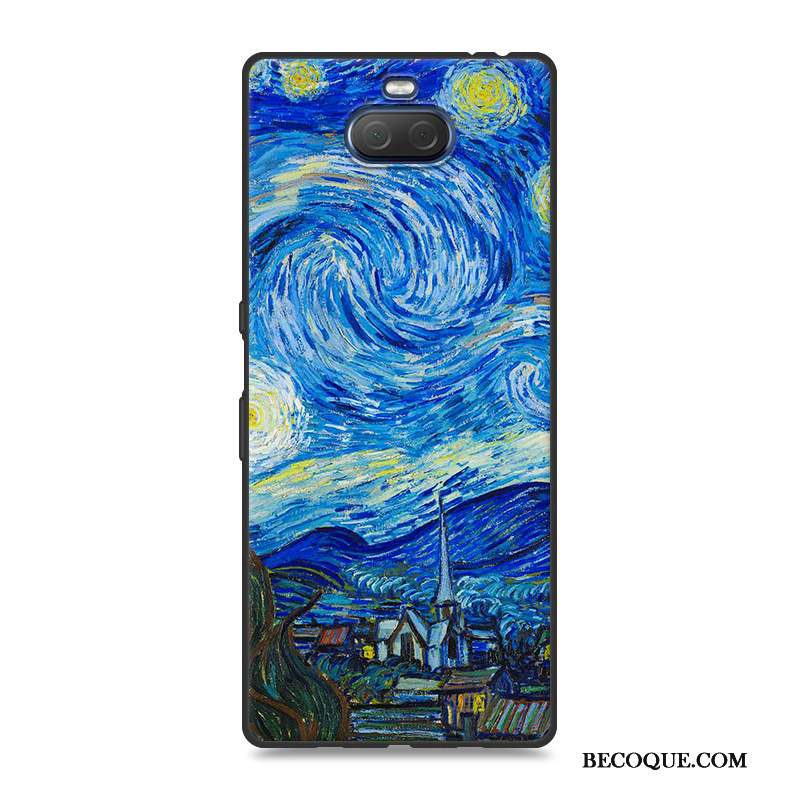 Sony Xperia 10 Peinture Bleu Coque De Téléphone Étui Protection Fluide Doux