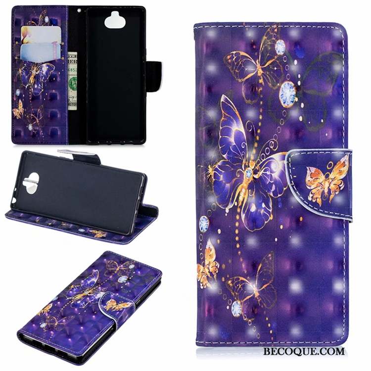 Sony Xperia 10 Protection Étui En Cuir Violet Téléphone Portable Housse Coque De Téléphone