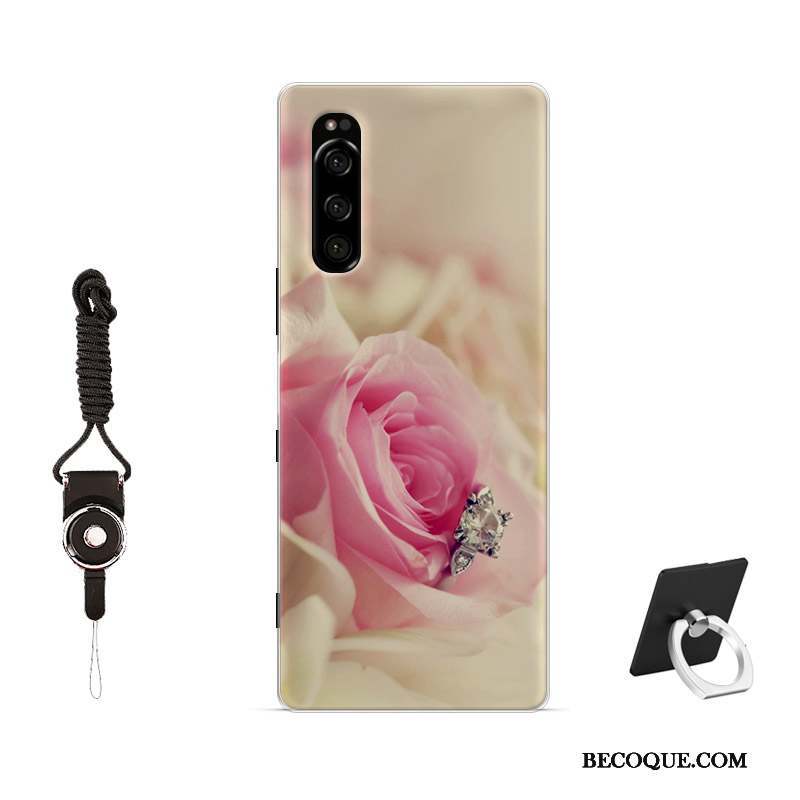 Sony Xperia 5 Coque Tout Compris Silicone Net Rouge Rose Amoureux Incassable