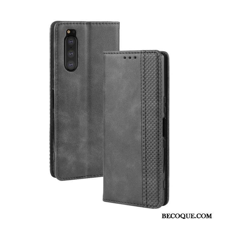 Sony Xperia 5 Housse Étui Étui En Cuir Protection Coque De Téléphone Magnétisme