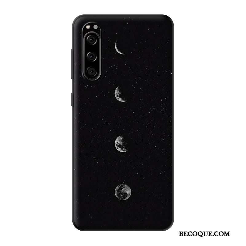 Sony Xperia 5 Planète Silicone Noir Coque De Téléphone Simple Fluide Doux