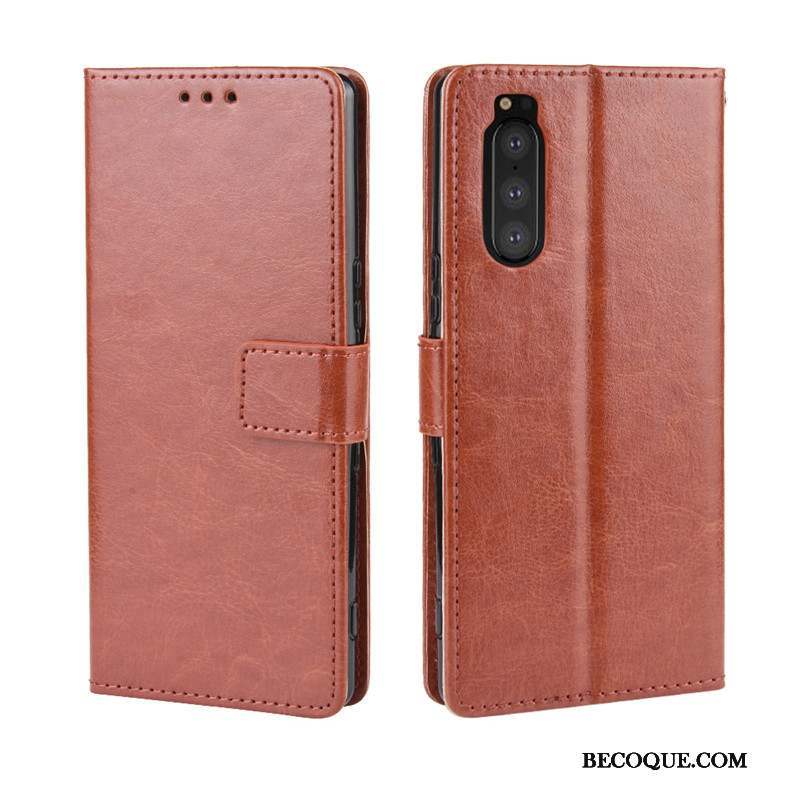 Sony Xperia 5 Étui En Cuir Housse Portefeuille Modèle Fleurie Coque De Téléphone Protection