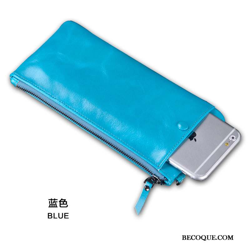 Sony Xperia E5 Coque De Téléphone Cuir Véritable Étui Sac Bleu Portefeuille