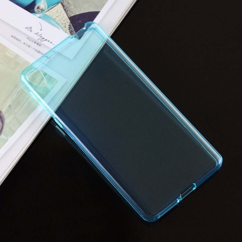 Sony Xperia E5 Coque De Téléphone Étui Fluide Doux Bleu Transparent Protection