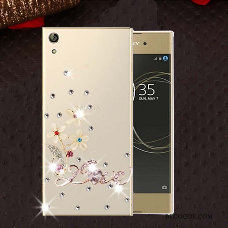 Sony Xperia L1 Or Protection Fluide Doux Coque De Téléphone Étui Strass