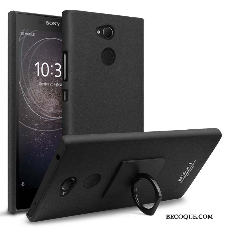 Sony Xperia L2 Étui Support Anneau Noir Coque De Téléphone Délavé En Daim