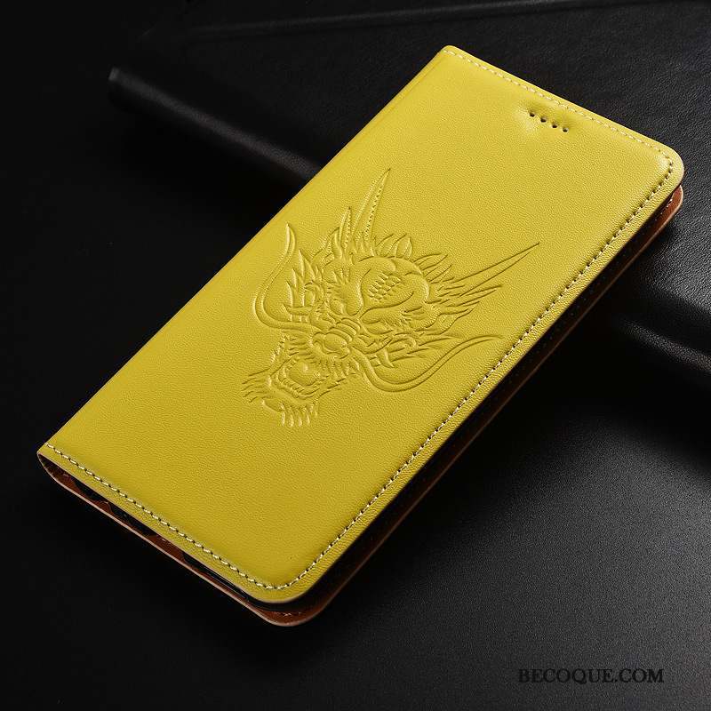 Sony Xperia L3 Modèle Fleurie Étui Coque De Téléphone Cuir Véritable Dragon Protection