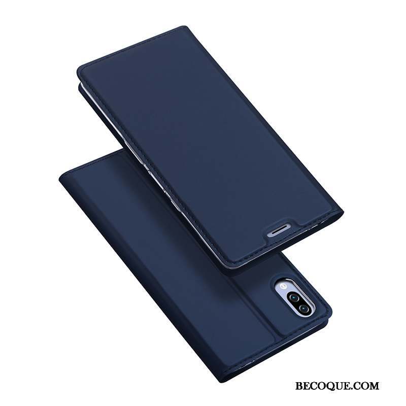 Sony Xperia L3 Très Mince Tout Compris Housse Étui En Cuir Coque De Téléphone Bleu Marin