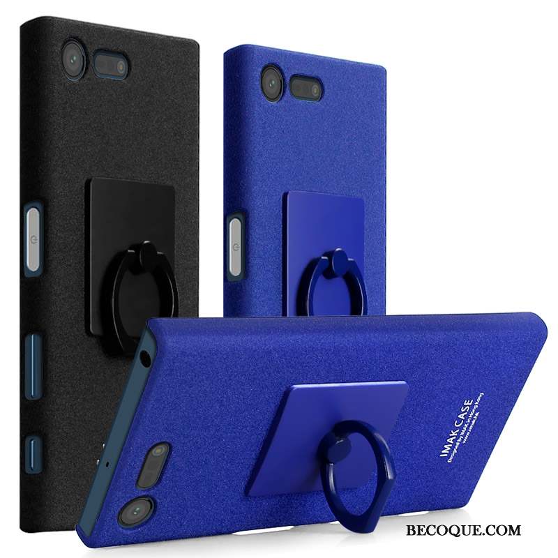 Sony Xperia X Compact Coque Support Anneau Bleu Protection Étui Délavé En Daim