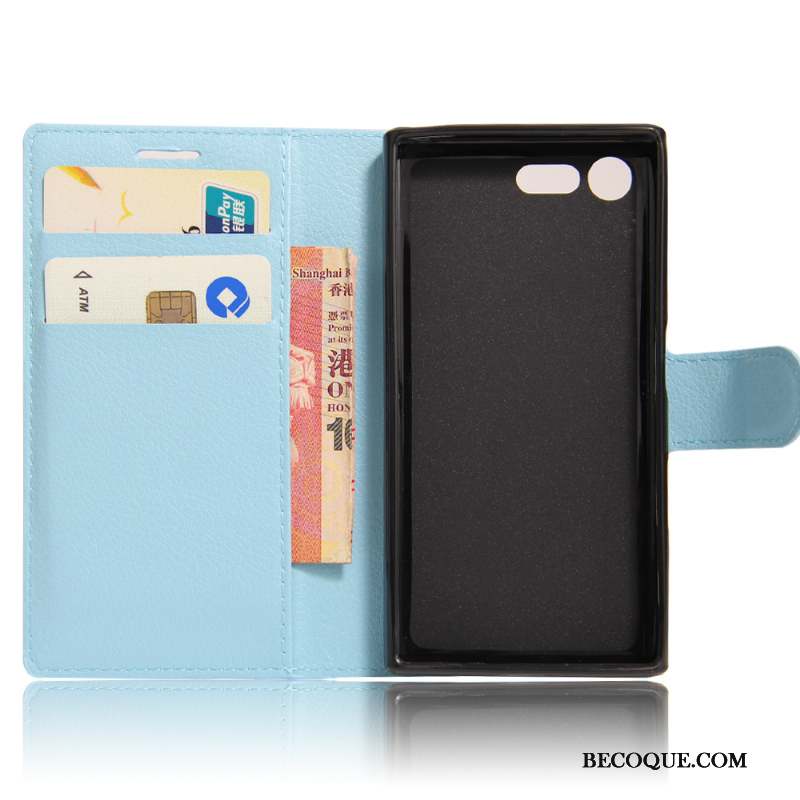 Sony Xperia X Compact Coque Téléphone Portable Bleu Protection Étui En Cuir Violet